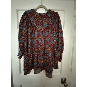 NWOT STYLENANDA Floral Tunic dress/top, Red/Blue.